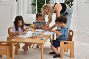 Avenlur Adrian Multi-Height Adjustable Wooden Table and Chairs Set - Montessori Inspired for Toddlers & Kids