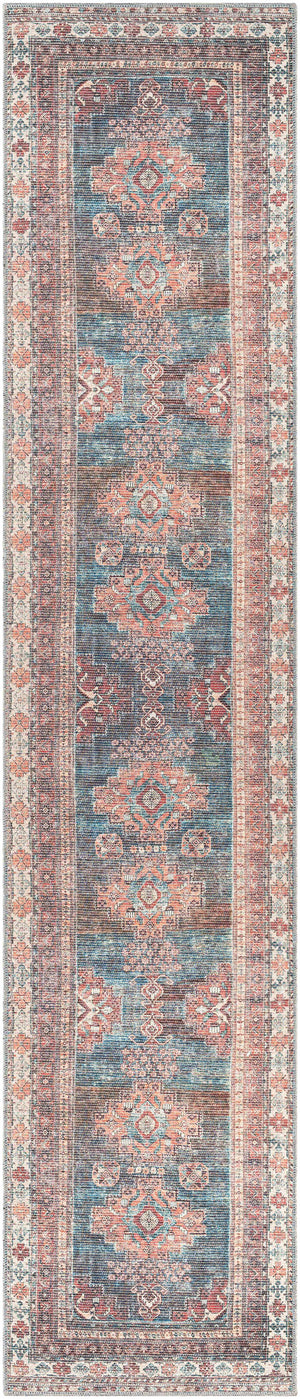 Baltinglass Rust & Blue Washable Area Rug - Clearance