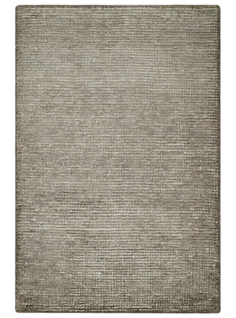 Bamboo Silk 2x3 Hand Knotted Solid Brown Rug, Low Pile, No Shedding | N6123