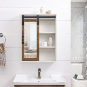 Barn Door Wall Storage with Mirror