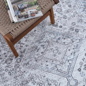 Barny Gray Flat Pile Washable Rug