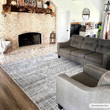 Barny Gray Flat Pile Washable Rug