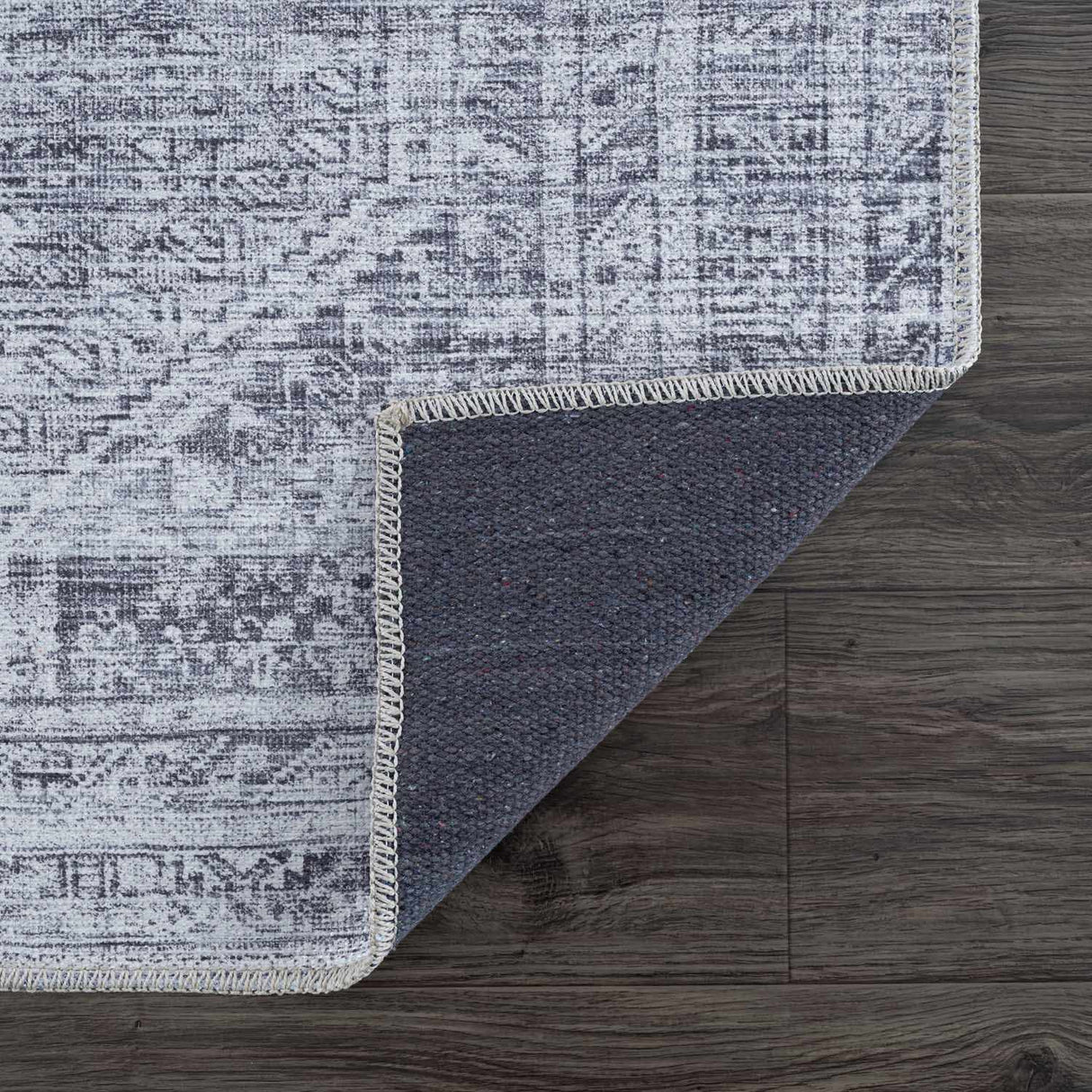 Barny Gray Flat Pile Washable Rug