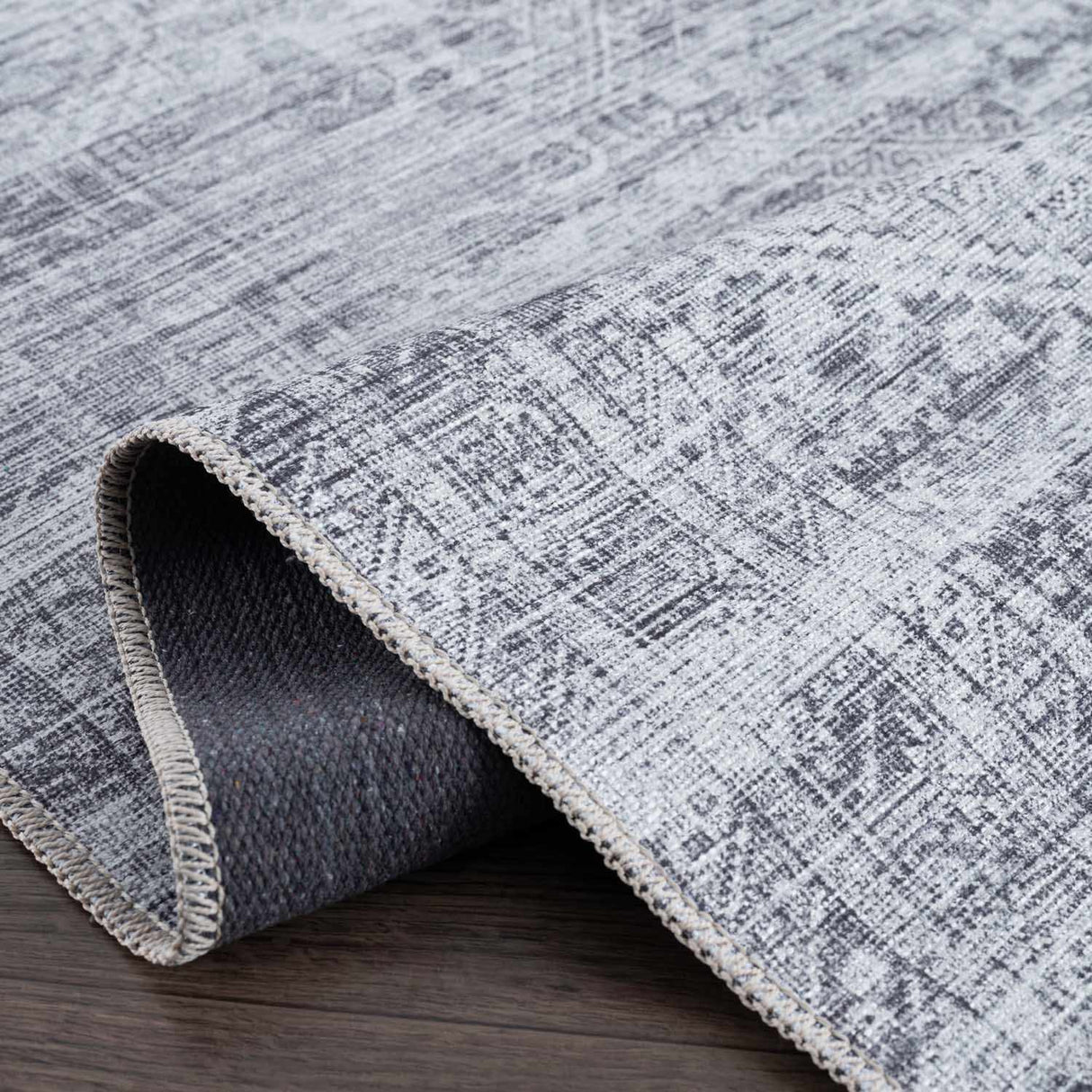 Barny Gray Flat Pile Washable Rug