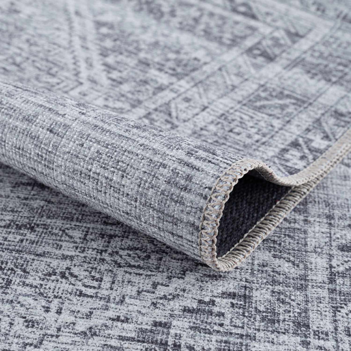 Barny Gray Flat Pile Washable Rug