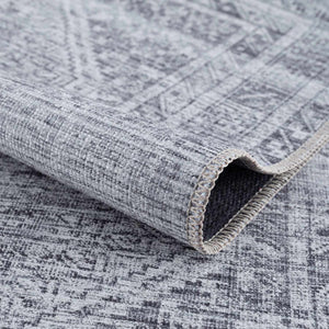 Barny Gray Flat Pile Washable Rug