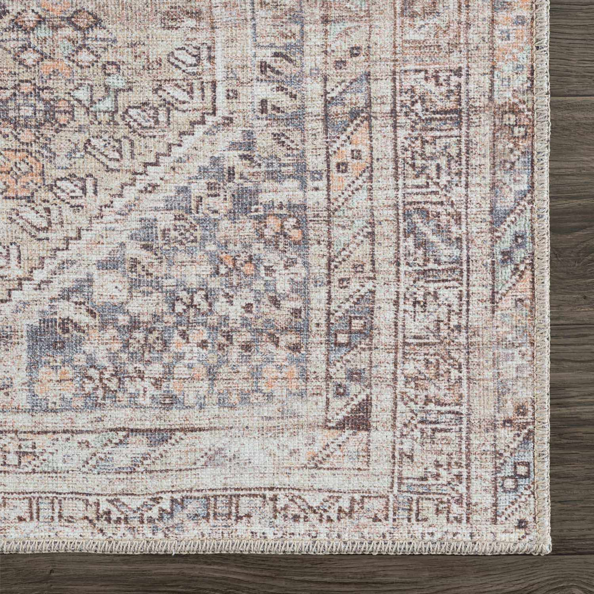 Barny Tan Flat Pile Washable Rug