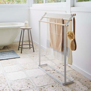 Bath Towel Rack (32" H) - Steel + Wood