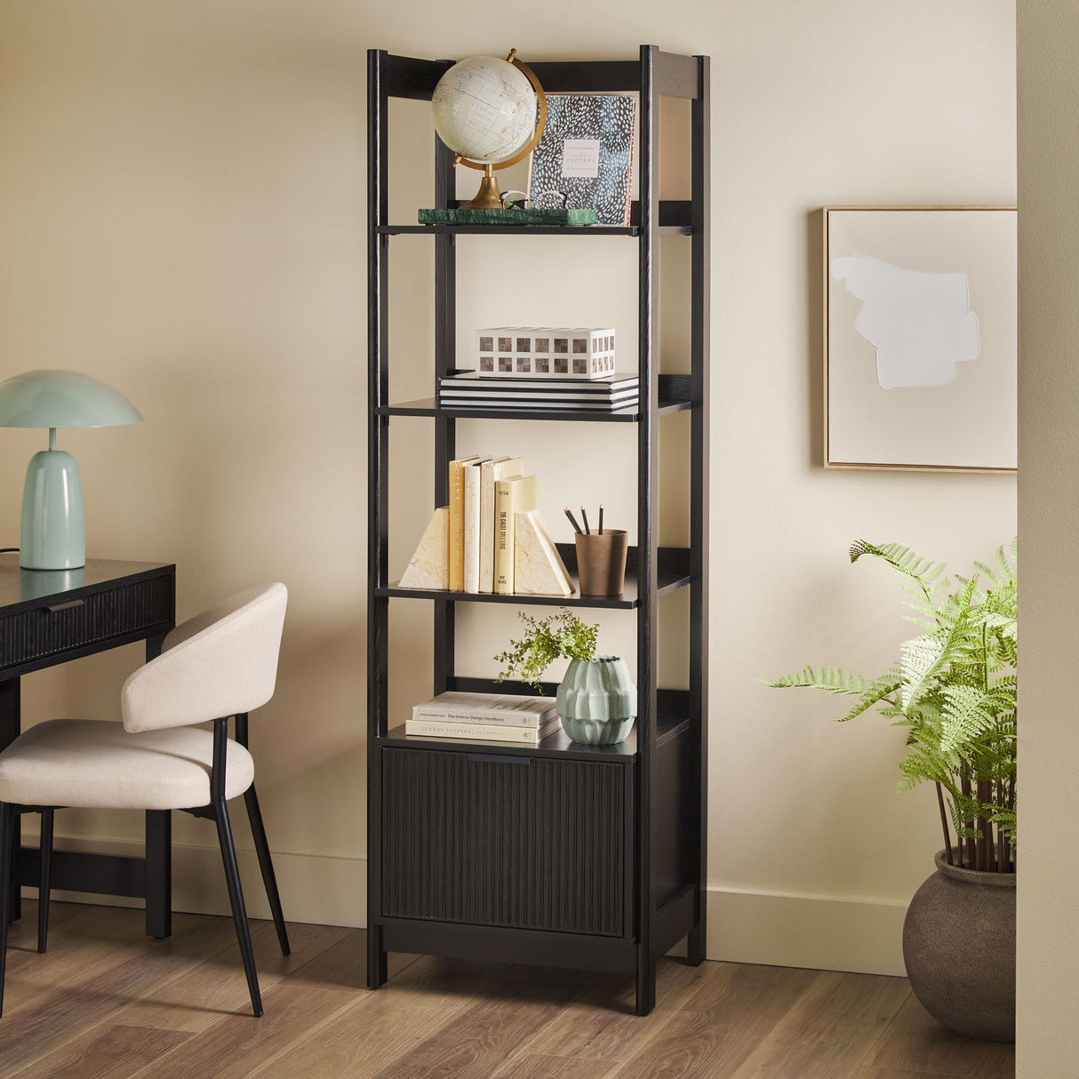 Bayard Modern Reeded Narrow Bookshelf