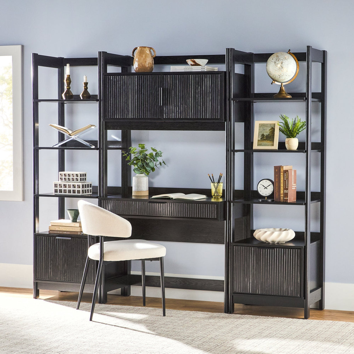 Bayard Modern Reeded Narrow Bookshelf