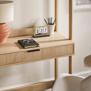 Bayard Modern Reeded Writing Desk With Hutch