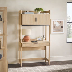 Bayard Modern Reeded Writing Desk With Hutch