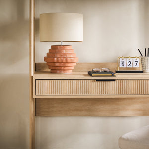 Bayard Modern Reeded Writing Desk With Hutch