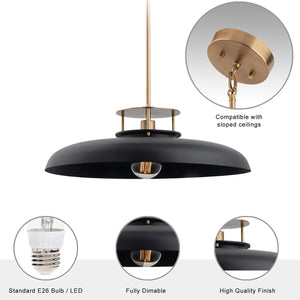 Beacon 1-Light Modern Gold & Black Pendant Light