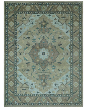 Beige, Brown and Silver Hand Knotted Traditional Multi size wool Area Rug