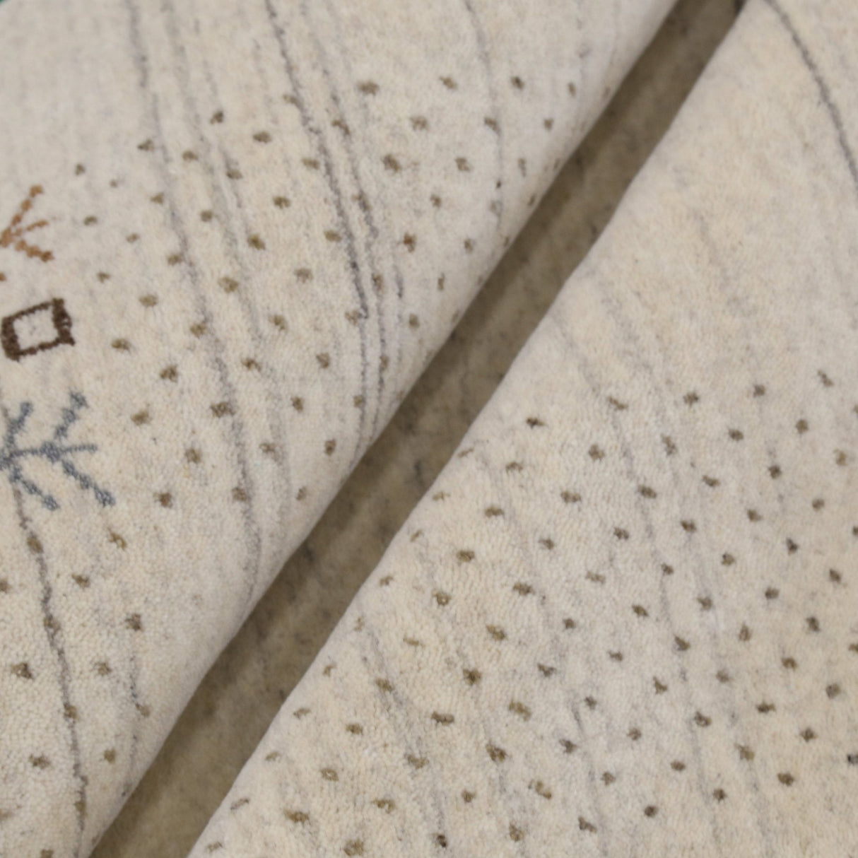 Beige Contemporary Solid Border Design Hand Loomed Wool Area Rug