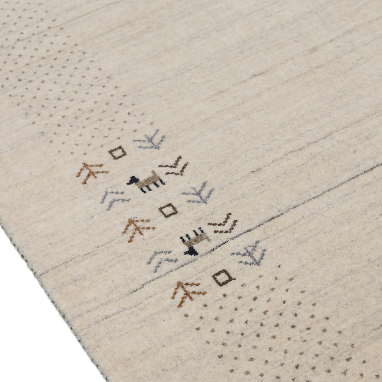 Beige Contemporary Solid Border Design Hand Loomed Wool Area Rug