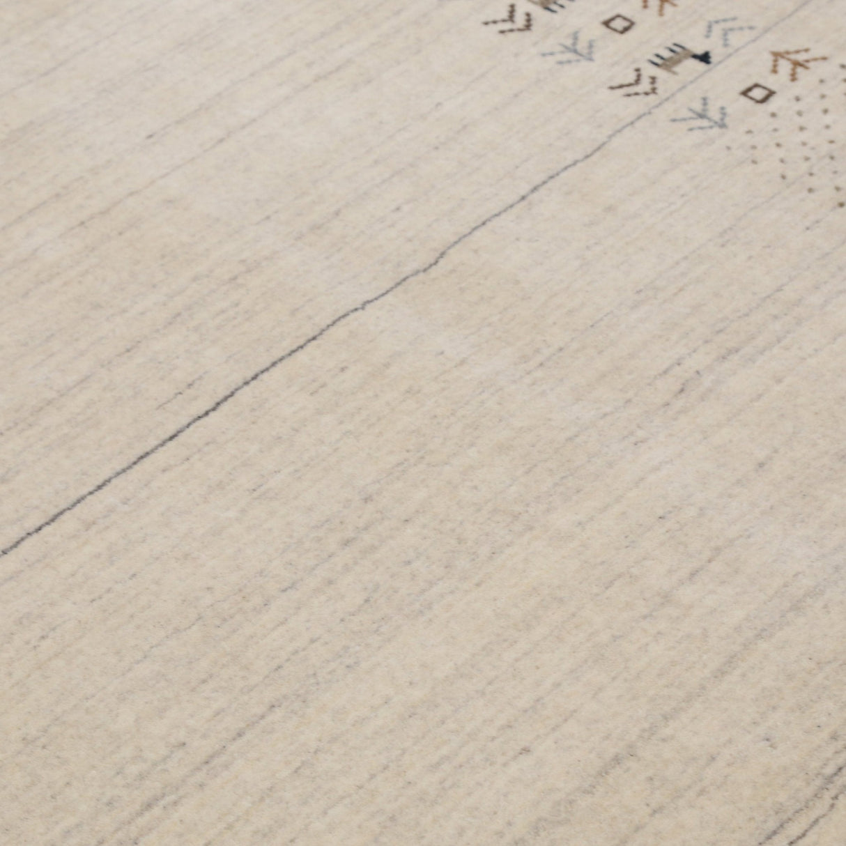 Beige Contemporary Solid Border Design Hand Loomed Wool Area Rug