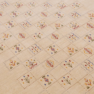 Beige Contemporary Tribal Design Hand Loomed Wool Rug