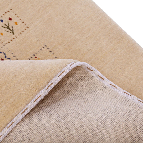 Beige Contemporary Tribal Design Hand Loomed Wool Rug