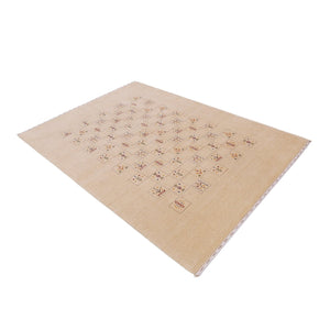 Beige Contemporary Tribal Design Hand Loomed Wool Rug