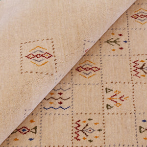 Beige Contemporary Tribal Design Hand Loomed Wool Rug