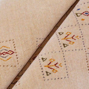Beige Contemporary Tribal Design Hand Loomed Wool Rug