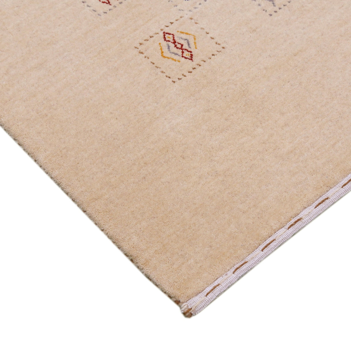 Beige Contemporary Tribal Design Hand Loomed Wool Rug