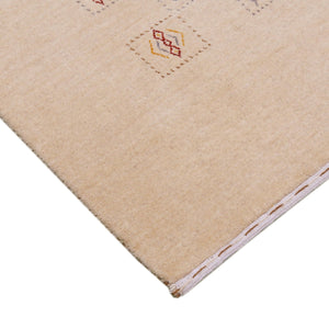 Beige Contemporary Tribal Design Hand Loomed Wool Rug