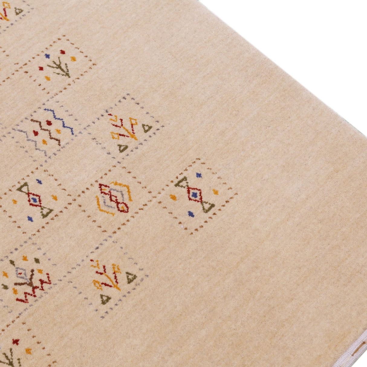 Beige Contemporary Tribal Design Hand Loomed Wool Rug