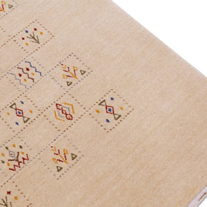 Beige Contemporary Tribal Design Hand Loomed Wool Rug