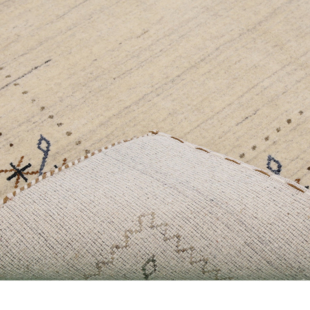 Beige Gabbeh Border Design Hand Loomed Wool Area Rug