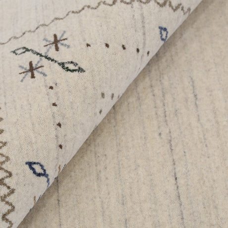 Beige Gabbeh Border Design Hand Loomed Wool Area Rug