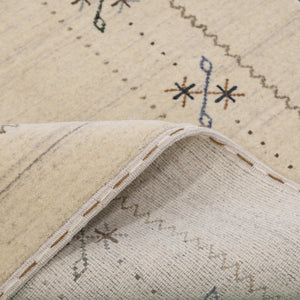 Beige Gabbeh Border Design Hand Loomed Wool Area Rug
