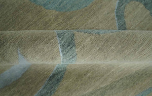 Beige, Teal and Silver Modern design Hand knotted 6x9 wool and Art Silk Area Rug