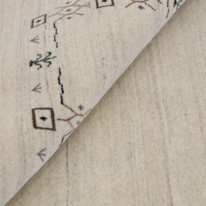 Beige Tribal Border Hand Loomed Wool Area Rug