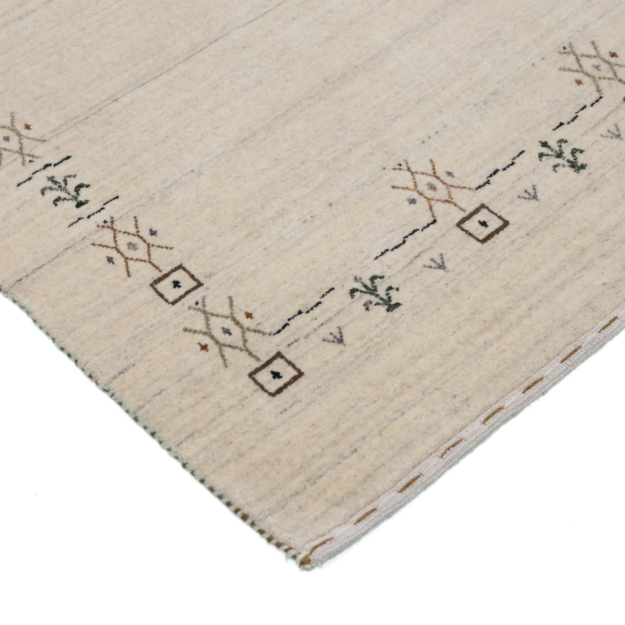 Beige Tribal Border Hand Loomed Wool Area Rug