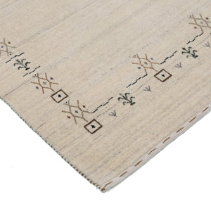 Beige Tribal Border Hand Loomed Wool Area Rug