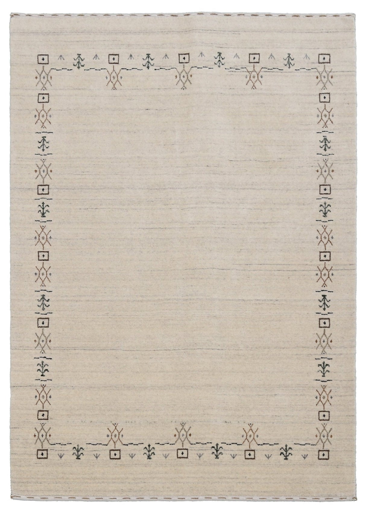 Beige Tribal Border Hand Loomed Wool Area Rug