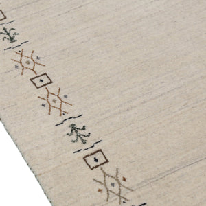 Beige Tribal Border Hand Loomed Wool Area Rug