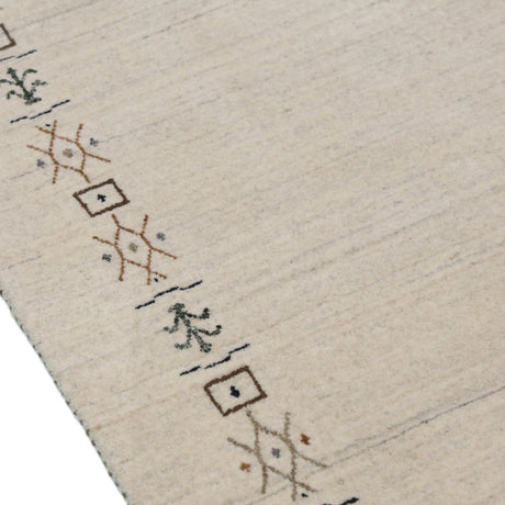 Beige Tribal Border Hand Loomed Wool Area Rug