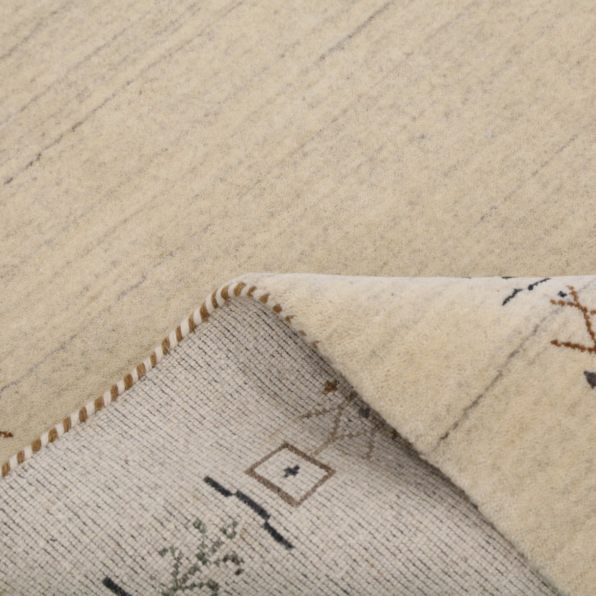 Beige Tribal Border Hand Loomed Wool Area Rug