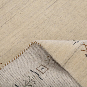 Beige Tribal Border Hand Loomed Wool Area Rug
