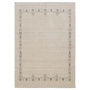 Beige Tribal Border Hand Loomed Wool Area Rug