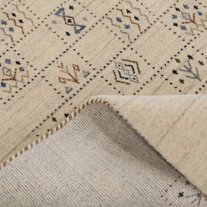 Beige Tribal Design Hand Loomed Wool Area Rug