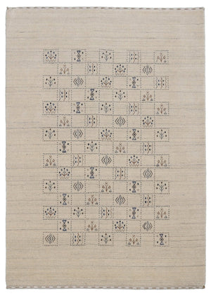 Beige Tribal Design Hand Loomed Wool Area Rug