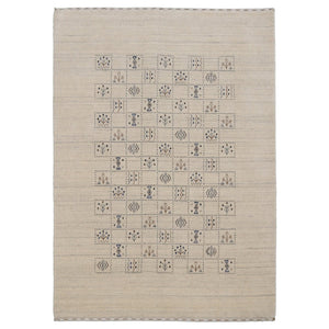Beige Tribal Design Hand Loomed Wool Area Rug