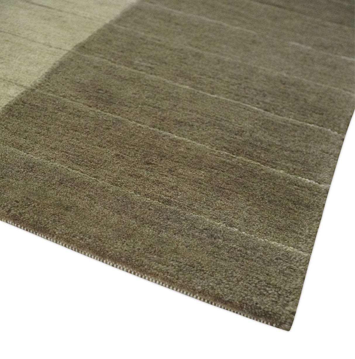 Beige and Brown Modern Geometrical Hand loom 5x8 wool and Art Silk area Rug