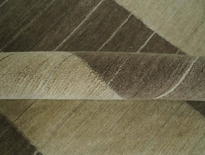 Beige and Brown Modern Geometrical Hand loom 5x8 wool and Art Silk area Rug