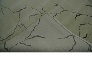 Beige and Charcoal Hand loom Crack Design 6x9 wool and Art Silk Area Rug